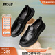 百思圖25春商場(chǎng)新款商務(wù)休閑皮鞋牛皮一腳蹬樂(lè )福鞋厚底男58305AM5 黑色 39