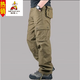 稻草人（MEXICAN）純棉男式工裝褲寬松高腰大碼休閑褲綁腿戰術(shù)褲多口袋勞保長(cháng)褲 卡其黃[多袋褲]工裝褲[1條裝] 2XL 號130斤-150斤