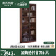 源氏木語實木書柜簡約現(xiàn)代書房家具橡木置物柜客廳帶玻璃門展示柜 胡桃色0.85m雙門金屬門(新隔板)
