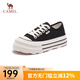 駱駝（CAMEL）厚底帆布鞋女2025春季新款增高百搭板鞋經(jīng)典松糕底休閑鞋女 L25S245116 黑色 37