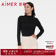 愛(ài)慕（Aimer）保暖內衣上衣女士吸濕排汗秋衣牛奶絲絨小高領(lǐng)長(cháng)袖上衣AM727963 經(jīng)典黑400 M (165)