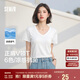 森馬（Semir）短袖t恤女涼感抗菌正肩修身2025夏顯瘦V領(lǐng)白色打底衫109325100002