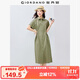 佐丹奴工裝襯衫裙女夏季純棉府綢口袋綁帶翻領(lǐng)連衣裙13465333