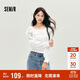 森馬（Semir）長(cháng)袖襯衫女短款白色繡花浪漫秋2025荷葉邊一字肩襯衣107625105003