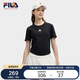 FILA 斐樂官方【韓素希同款】女子短袖2025夏季簡約修身小狐貍刺繡T恤