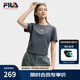 FILA 斐樂韓素希同款女子針織短袖衫2025夏季新款修身小狐貍刺繡T恤 默魅灰-DY L 170/88A/L