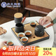 蘇氏陶瓷（SUSHI CERAMICS）功夫茶具套裝實(shí)木手柄側(cè)把茶壺日式竹面儲(chǔ)水茶盤教師節(jié)禮物J0400