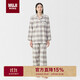 無(wú)印良品（MUJI）女式 無(wú)側縫法蘭絨 睡衣 軟棉棉內衣  薰衣草色格紋5A L