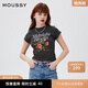 moussy 【熱銷(xiāo)爆款】甜美字母花卉印花修身短袖T恤028ISQ90-4211 021淺黑色 均碼