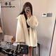 春乏2026秋冬斗篷雙面絨毛呢外套女寬松溫柔連帽小個(gè)子短款呢子大衣 米白色【寬松版型,卡碼拍小】 XS 建議105斤以下【寬松版型,卡碼拍小】