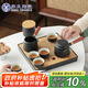 蘇氏陶瓷（SUSHI CERAMICS）功夫茶具套裝實(shí)木手柄側(cè)把茶壺日式竹面儲(chǔ)水茶盤教師節(jié)禮物J0400