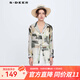 S.DEER圣迪奧春季時(shí)尚個(gè)性女裝文藝暈染印花雪紡襯衫S24180502 淺紅棕/49 L 170