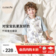 Cutelife【竹綢】嬰兒蠶絲睡袋雙層短袖春夏寶寶睡袋兒童防踢被透氣涼感 鷺影隨行 室溫26度以上 L碼  (身高95-105cm)