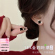 Grace Girl原創(chuàng)18K金四葉草彩金耳釘女簡(jiǎn)約高級(jí)珠寶送女友七夕情人節(jié)禮物 B款-黑色-18K金耳釘（10mm）
