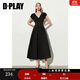 DPLAY2025年夏季新款黑色連衣裙女長(cháng)款休閑小黑裙沙灘裙子短袖長(cháng)裙夏裝 經(jīng)典黑 S