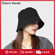 Charm Kendo漁夫帽子女夏季遮陽(yáng)帽大頭圍顯臉小遮臉?lè )罆衩碧?yáng)帽水桶盆帽 黑色