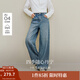 茵曼（INMAN）【商場(chǎng)同款】2025秋冬女裝新款100%棉休閑直筒牛仔褲寬松長(cháng)褲 牛仔藍 25
