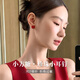 伊燦輕奢小眾方形仿珍珠耳釘女2025年新款爆款耳環(huán)精致獨特高級感耳飾 酒紅色方形珍珠耳釘