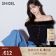 SNIDEL【明星同款】秋冬毛領(lǐng)拼接一字肩羅紋針織衫SWNT245037 黑色 均碼 （F）