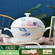 華光陶瓷 骨瓷餐具套裝 抗菌高溫?zé)o鉛鎘釉中彩 中式盤子碗套裝 芙洛拉 56頭 【抗菌】禮盒裝