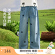 茵曼女童牛仔褲水鉆裝飾2025春新款兒童中大童寬松休閑長(cháng)褲直筒褲 牛仔藍 150