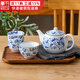 千代源光峰小藍芽線(xiàn)唐草茶杯茶壺 日本原裝進(jìn)口陶瓷品茗杯日式茶具套裝  小藍芽茶壺