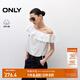 ONLY2025夏季新款氣質(zhì)荷葉邊不對稱(chēng)斜肩短款雪紡衫女|1252WS012 S12亮奶油白色 L