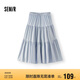 森馬半身裙女寬松A字白色長(zhǎng)裙25春季肌理垂感蛋糕裙109125120002