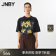 江南布衣（JNBY）【商場同款】25春新品T恤女水仙花印花趣味寬松圓領(lǐng)短袖5P1112400 012/黑灰系 S