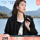 三彩大碼女裝2025秋季新款翻領(lǐng)風(fēng)衣中長款外套寬松插肩袖休閑胖MM 黑色 L