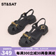 St&Sat/星期六羅馬涼鞋夏季新款時(shí)裝涼鞋女仙女風(fēng)涼鞋SS32114055 黑色 36 230mm