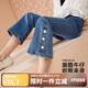 ASK JUNIOR女童運(yùn)動跑步褲子秋裝兒童長褲休閑喇叭褲中大童牛仔褲藍(lán)色  120