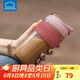 樂(lè )扣樂(lè )扣（LOCK&LOCK）咖啡杯耐熱玻璃水杯子男女學(xué)生便攜式雙飲吸管杯隨手杯500ML粉色