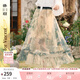 兩三事梵高文藝 花影入墨 2025春季新款甜美印花透視網(wǎng)紗半身裙 花色 M