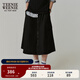 Teenie Weenie小熊秋季休閑時(shí)尚黑色中長(zhǎng)裙戶外大擺半身長(zhǎng)裙子女裝 黑色 L (170)