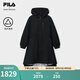 FILA 斐樂官方女士梭織外套2025秋新款時尚休閑寬松連帽收腰風衣 正黑色-BK S 160/80A/S