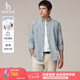 哈吉斯（HAZZYS）男裝 春秋款商務(wù)休閑男襯衣純棉條紋長(zhǎng)袖襯衫男ASCZK1CCX40 青綠色TG XL （180/100A 50）