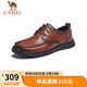 駱駝（CAMEL） 復(fù)古擦色牛皮耐磨軟底大頭休閑商務(wù)皮鞋男 G13S201051 黃棕 39 
