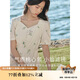 茵曼（INMAN）文藝清新連衣裙女夏花邊桃心領(lǐng)收腰泡泡袖18322|392 悠蘭杏 L
