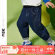 ASK JUNIOR男童運(yùn)動跑步褲子秋裝小童縫線基礎(chǔ)款百搭牛仔褲長褲 藍(lán)色 120