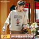 Olrain【七夕】歐芮兒美式復(fù)古衛(wèi)衣女早秋新款寬松印花小個(gè)子上衣 奶茶色 L