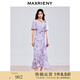 MAXRIENY2025春季新款度假風(fēng)長(cháng)裙精致優(yōu)雅雪紡印花連衣裙 紫花 L
