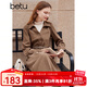 百圖betu女裝秋冬新款連衣裙時(shí)髦拼接兩件式法式復(fù)古裙子2310T92 咖啡色 M