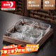 青蘋(píng)果果盤(pán)家用客廳茶幾干果零食擺放盤(pán)玻璃小吃盤(pán) 錘紋碗x4+四格桐木盤(pán)