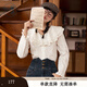 紫涵（ZIHAN）紫涵雙層花邊娃娃領(lǐng)白色襯衫女秋季甜美設計感長(cháng)袖棉襯衣 白色 S