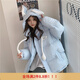 歌溫妮初中生羽絨服厚女14-16歲少女冬裝2023高中學(xué)生可愛短款襖加厚外 藍(lán)色抖動(dòng)兔耳朵 2XL