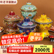 炊老爺（CHUILAOYE）景泰藍單人銅火鍋家商用老式小火鍋鍋具一人一鍋酒精爐火鍋專用鍋 藍牡丹[紫銅葫蘆款]+送燃油6件套 20cm