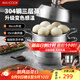 美廚（maxcook）蒸鍋全304不銹鋼36cm三層蒸鍋感溫復底湯鍋 燃氣電磁爐通用MCZ774