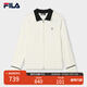 FILA 斐樂(lè )官方女裝編織外套2025春新款時(shí)尚休閑基礎簡(jiǎn)約拼色毛衣 蒸汽白-IV M 165/84A/M
