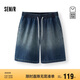 森馬（Semir）森柔牛仔|商場同款牛仔短褲男2025夏季復(fù)古繡花褲子103325122104